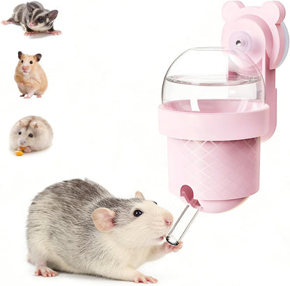 No Drip Hamster Water Bottle with Strong Suction Cup – 3.7oz Leak Proof Small Animal Water Bottle for Glass Tank & Acrylic Cage, Ideal for for Hamster, Sugar Glider, Guinea Pig Gerbil, Rat(Pink)