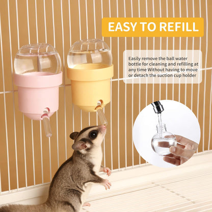 No Drip Hamster Water Bottle with Strong Suction Cup – 3.7oz Leak Proof Small Animal Water Bottle for Glass Tank & Acrylic Cage, Ideal for for Hamster, Sugar Glider, Guinea Pig Gerbil, Rat(Pink)
