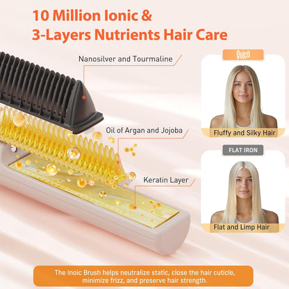 Hair Straightener Brush, 100-240V Dual Voltage Straightener Brush