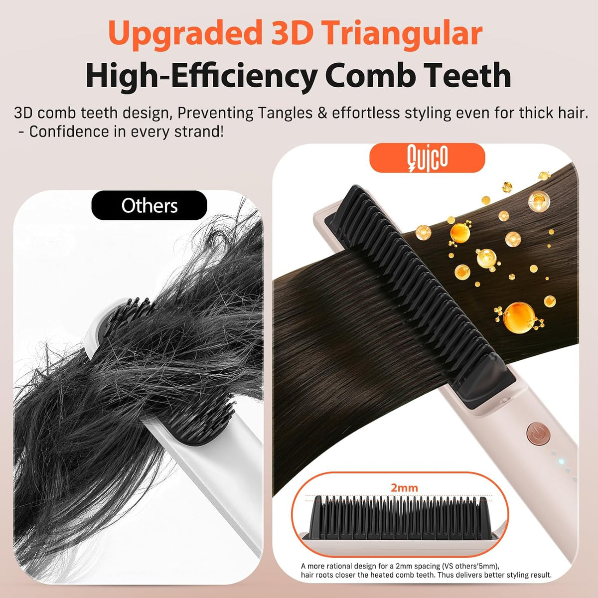 Hair Straightener Brush, 100-240V Dual Voltage Straightener Brush