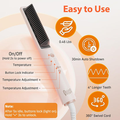Hair Straightener Brush, 100-240V Dual Voltage Straightener Brush