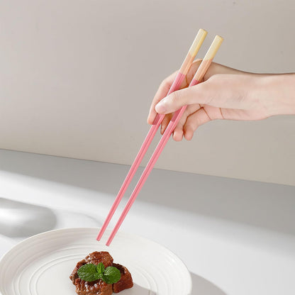 5 Pairs Pink Fiberglass Chopsticks, Non-Slip Reusable