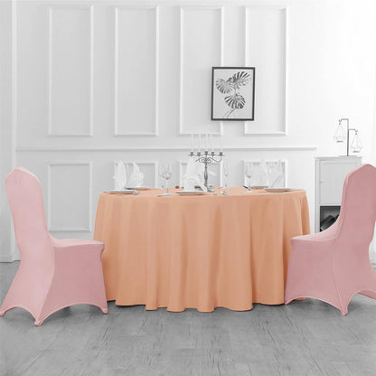 132 Inch Stain and Wrinkle Resistant Washable Polyester Table Cloth, Decorative Table Cloth for Dining Table, Buffet Parties and Wedding, Dusty Pink