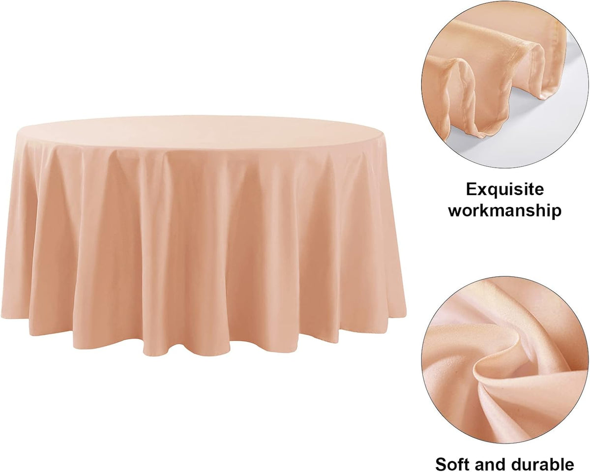 132 Inch Stain and Wrinkle Resistant Washable Polyester Table Cloth, Decorative Table Cloth for Dining Table, Buffet Parties and Wedding, Dusty Pink