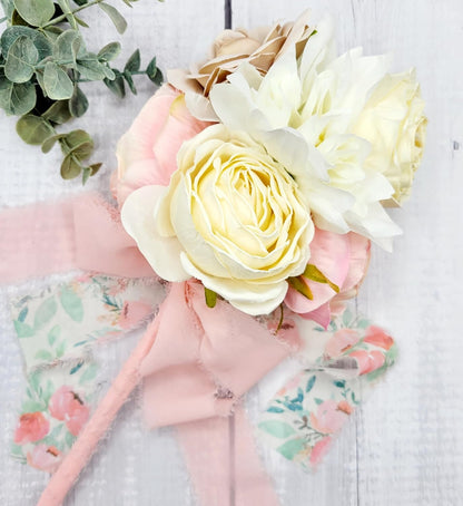 Fringe Chiffon Ribbon, 1.5" X 18 Yards, Use for Wedding Invitations, Flower Bouquets, Gift Wrapping, Crafts, DIYs, Floral Ribbon (Blush/Peach, Mint, Floral)