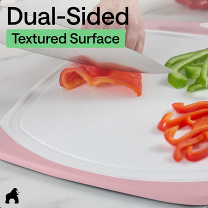 BPA-Free Reversible Kitchen Cutting Board, Set of 3, Pink