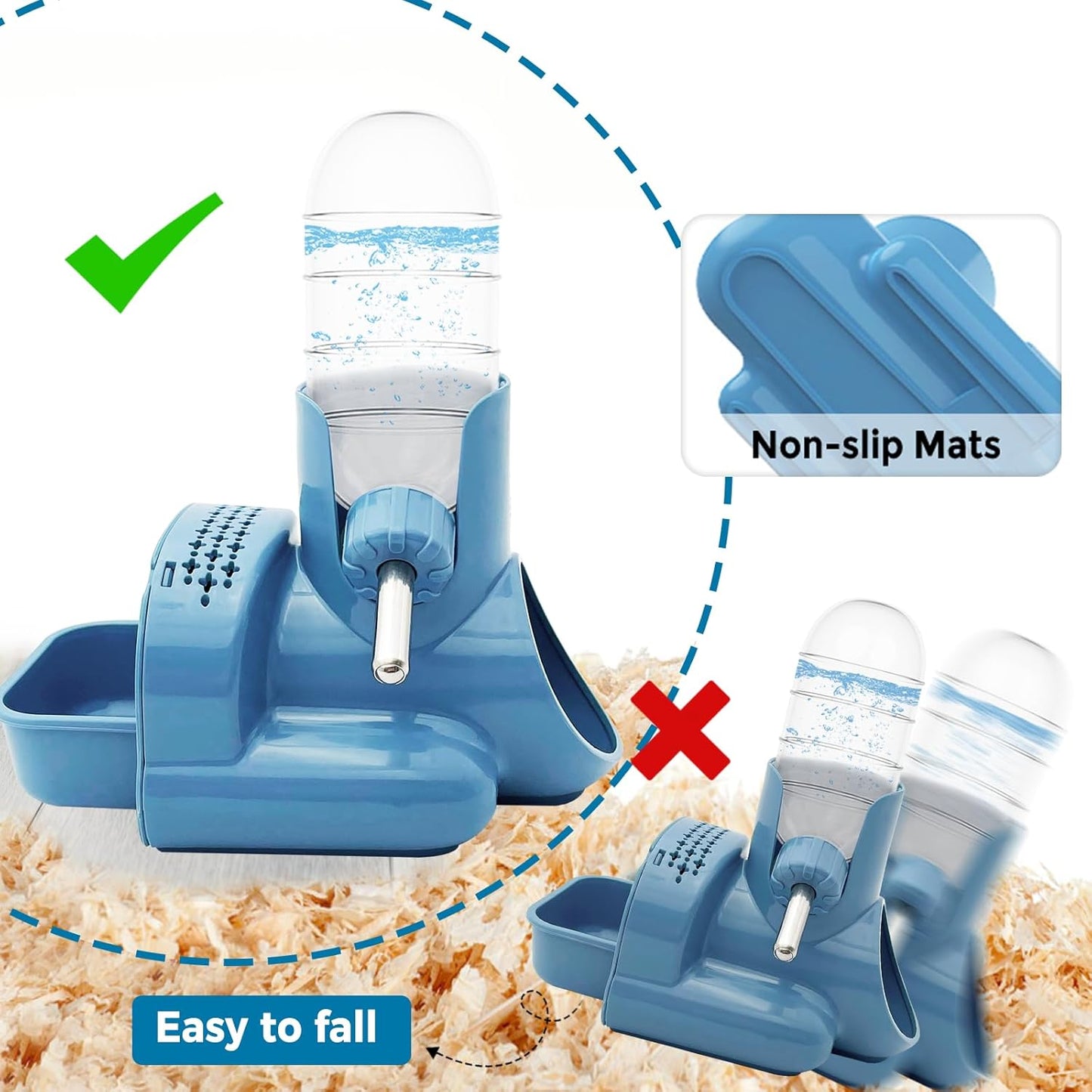 VANNON 3 in 1 Hamster Water Bottle No Drip Small Animal Water Bottle Automatic Bottle Dispenser with Food Container Base Hut and Hideout Base 4oz/120ml,Leekproof, BPA Free