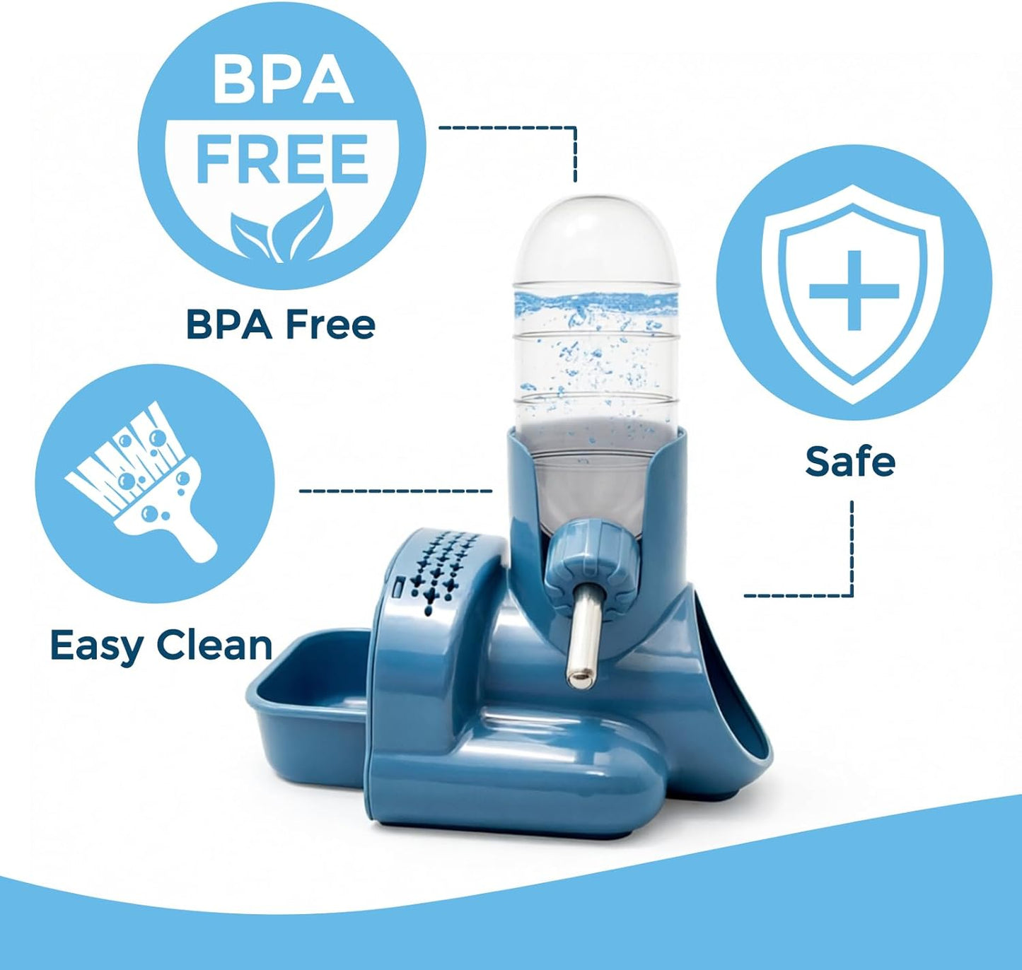 VANNON 3 in 1 Hamster Water Bottle No Drip Small Animal Water Bottle Automatic Bottle Dispenser with Food Container Base Hut and Hideout Base 4oz/120ml,Leekproof, BPA Free