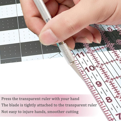 Acrylic Quilters Ruler,Sewing Ruler,3-Inch by 17-Inch, Non Slip Rings 15 Pieces for Quilting and Sewing (Pink)