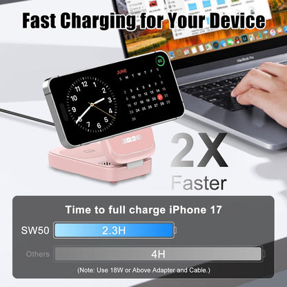 3-in-1 15W Magnetic Charger for iPhone, Apple Watch & AirPods, Pink