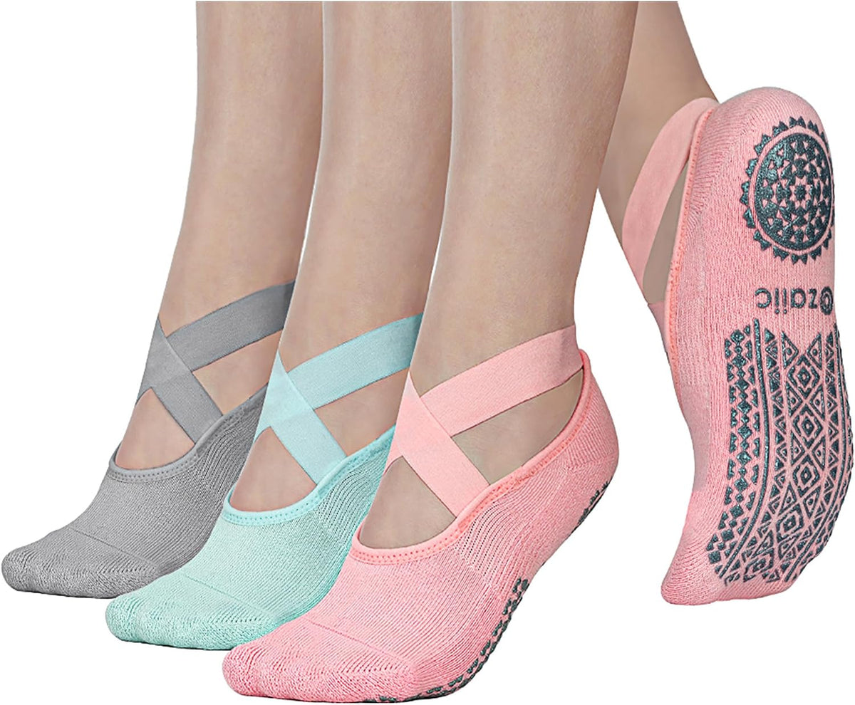 Pilates Socks for Women Non Slip Grip Yoga Barefoot Indoor Workout