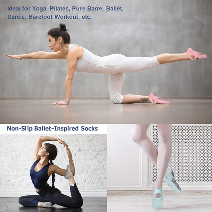 Pilates Socks for Women Non Slip Grip Yoga Barefoot Indoor Workout