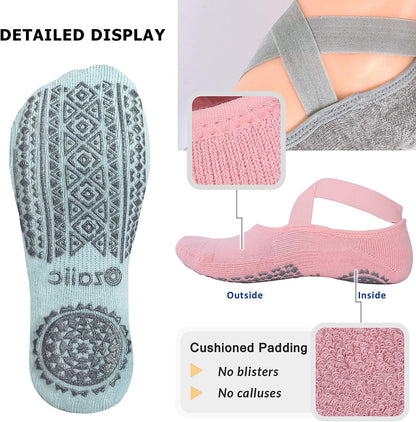 Pilates Socks for Women Non Slip Grip Yoga Barefoot Indoor Workout