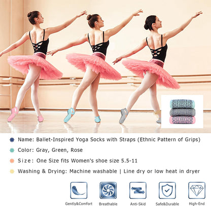 Pilates Socks for Women Non Slip Grip Yoga Barefoot Indoor Workout