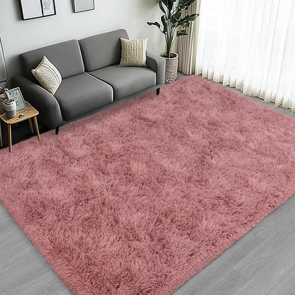 Large Area Rugs for Living Room Bedroom 4x6 Blush Fluffy Shag Rugs