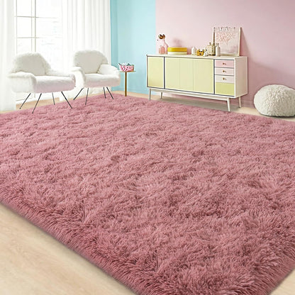 Large Area Rugs for Living Room Bedroom 4x6 Blush Fluffy Shag Rugs