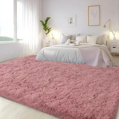 Large Area Rugs for Living Room Bedroom 4x6 Blush Fluffy Shag Rugs