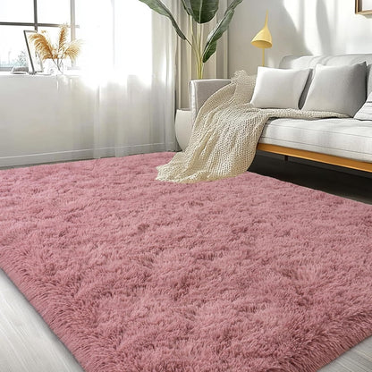 Large Area Rugs for Living Room Bedroom 4x6 Blush Fluffy Shag Rugs