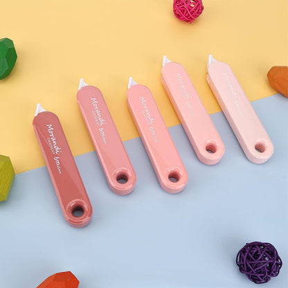 5-Piece Correction Tapes, Aesthetic Cute White Pull Out Tape, Quick Dry, Instant Correct, Easy to Use for School Office Supplies (Pink)