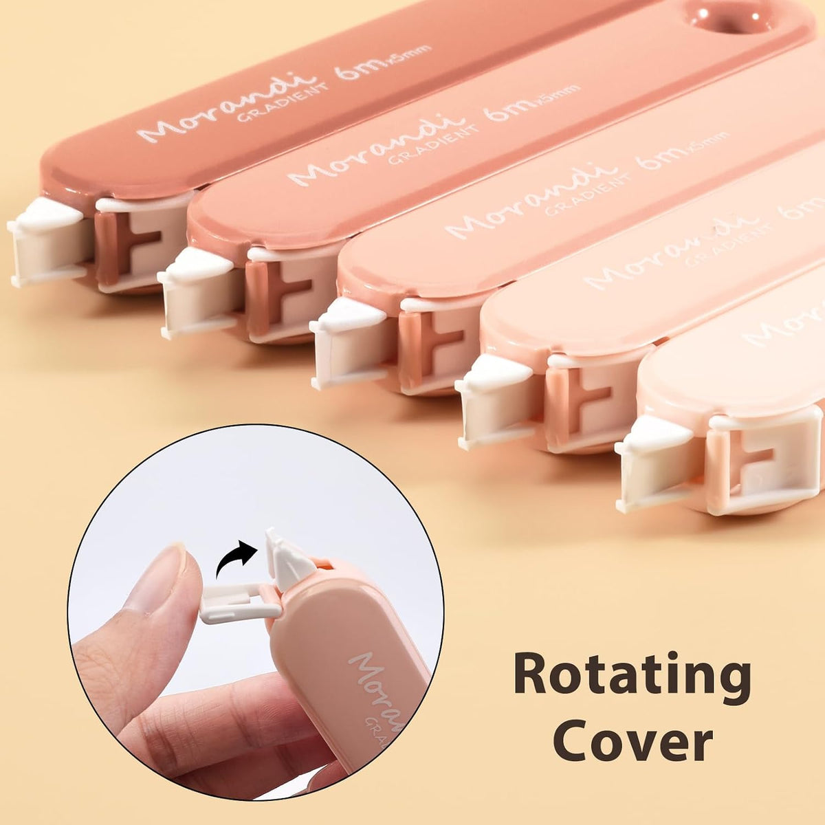 5-Piece Correction Tapes, Aesthetic Cute White Pull Out Tape, Quick Dry, Instant Correct, Easy to Use for School Office Supplies (Pink)