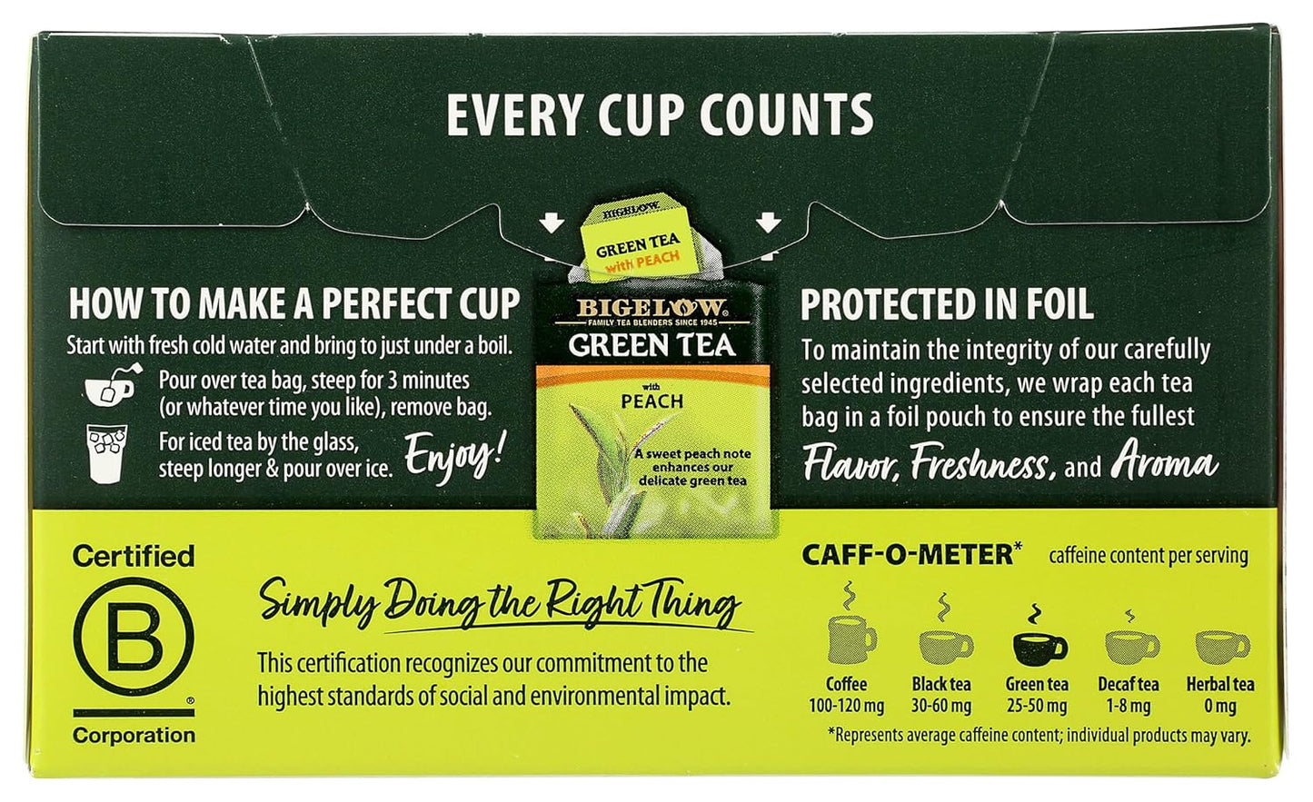 Green Tea w/ Peach Tea Bags, 20 ct