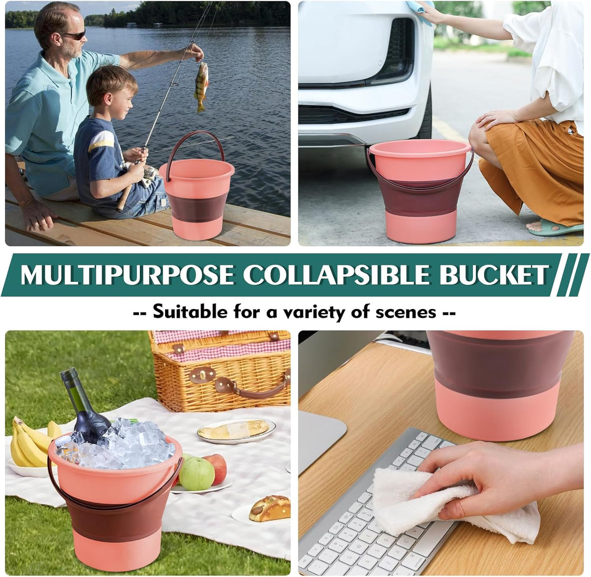 Collapsible Bucket 1.3 Gallon/5L Small Capacity Foldable Cleaning Buckets
