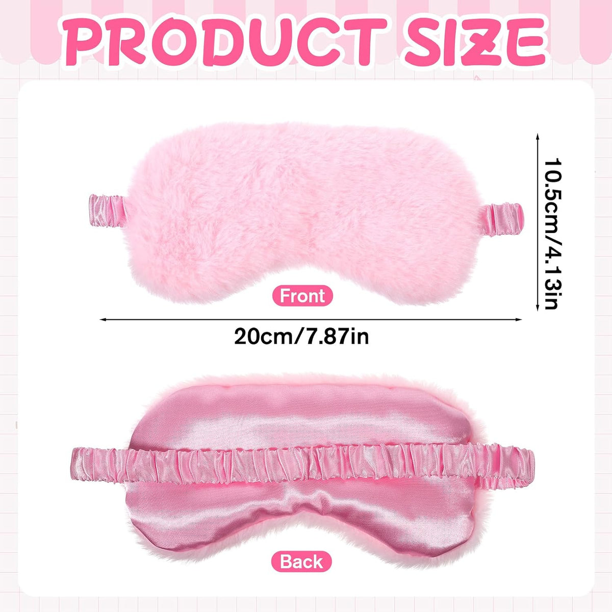 2 Pcs Plush Eye Mask, Soft Sleeping Blindfold Eye Cover Comfortable Satin Back New Faux Fur Nap Eyes Cover Cute Fluffy Furry Sleeping Blindfold for Men Women Plane, Game, Travel Nap (Pink)