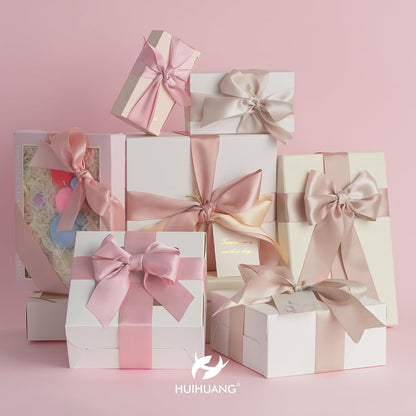 Rose Pink Ribbon 1-1/2" Dusty Rose/Rose Gold/Rose Pink/Rosy Mauve/Vanilla/Peach Satin Ribbons for Wedding Flower Bouquet Bows Bridal Gift Wrap and Crafts- 6 Rolls, Total 30 Yards