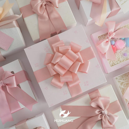 Rose Pink Ribbon 1-1/2" Dusty Rose/Rose Gold/Rose Pink/Rosy Mauve/Vanilla/Peach Satin Ribbons for Wedding Flower Bouquet Bows Bridal Gift Wrap and Crafts- 6 Rolls, Total 30 Yards