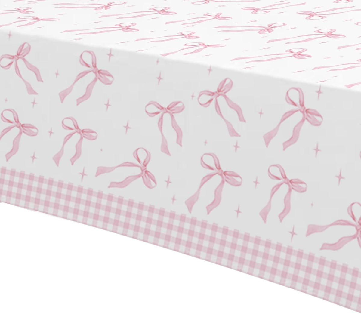 Pink Bow Party Decorations Tablecloth Girl, 3 Pack, 86in x 55in