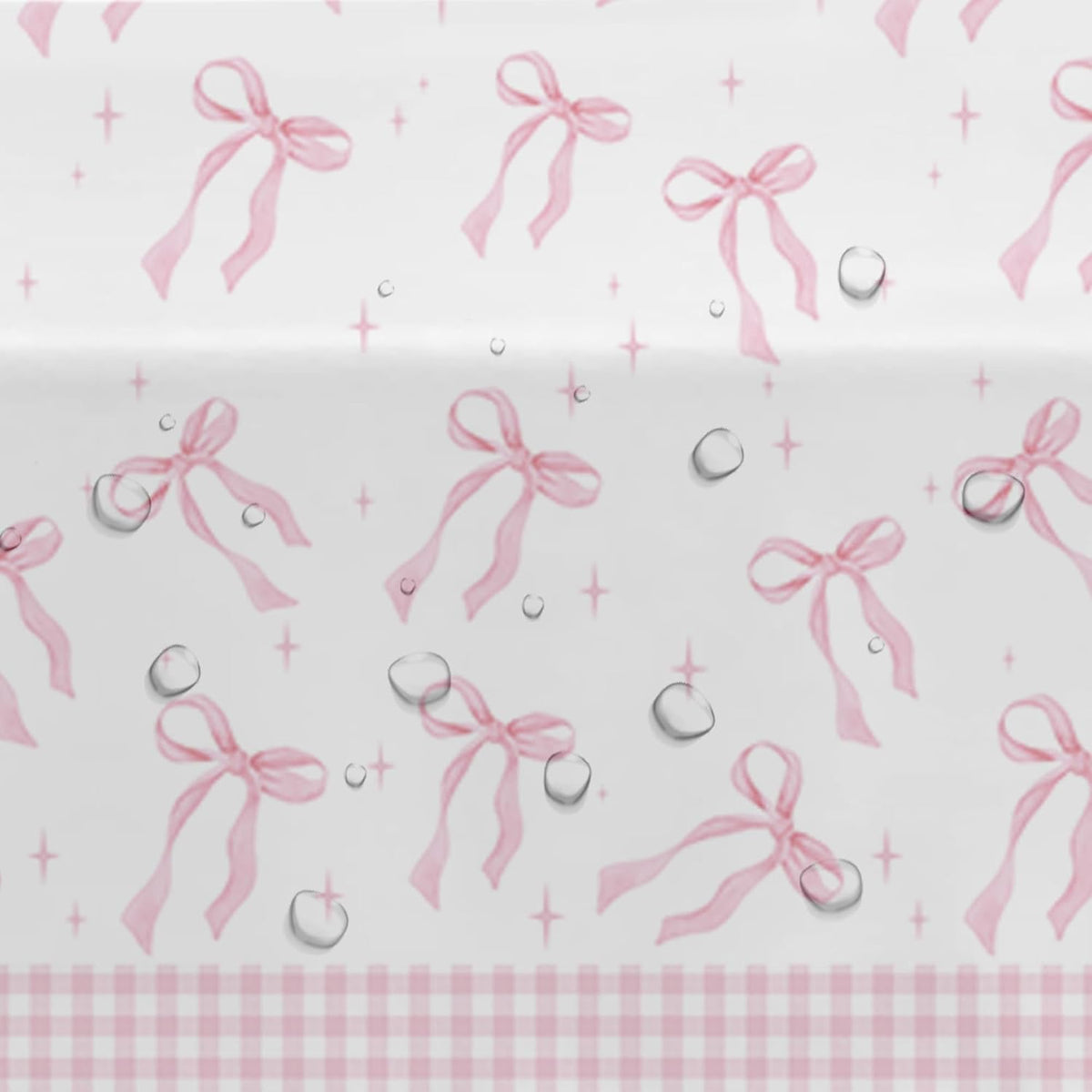 Pink Bow Party Decorations Tablecloth Girl, 3 Pack, 86in x 55in