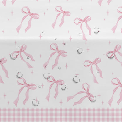 Pink Bow Party Decorations Tablecloth Girl, 3 Pack, 86in x 55in