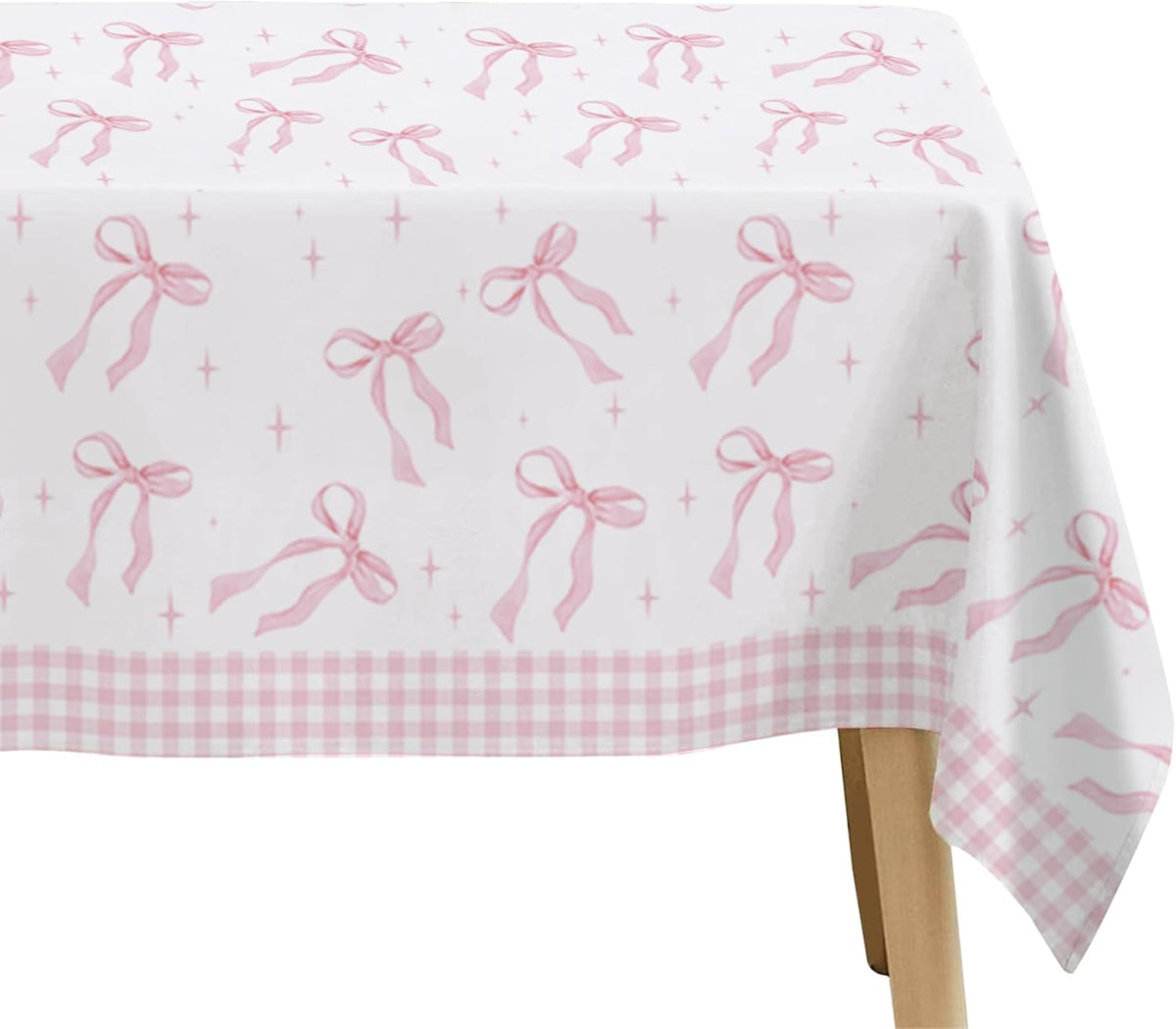 Pink Bow Party Decorations Tablecloth Girl, 3 Pack, 86in x 55in