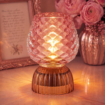 Small Battery Operated Lamp with Timer, Pinecone, Pink
