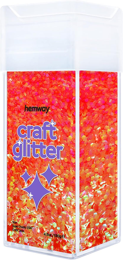 Craft Glitter Shaker Fluorescent Peach 110g Super Chunky