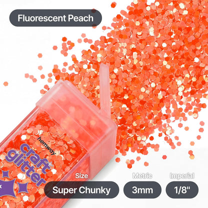 Craft Glitter Shaker Fluorescent Peach 110g Super Chunky