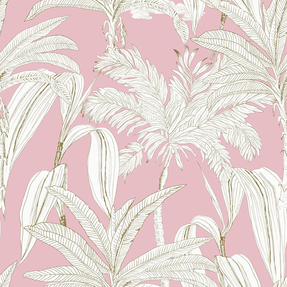 17.7"x393" Pink Palm Tree Wallpaper Tropical Jungle Palm Leaf Peel and Stick Wallpaper Pink and White Floral Contact Paper Waterproof Renter Friendly Wall Paper for Bathroom Girls Room Shelf