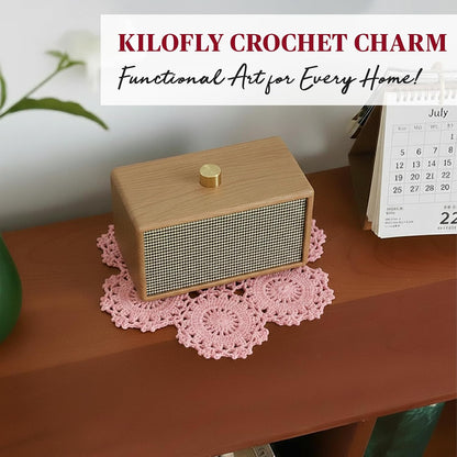 Crochet Cotton Lace Table Placemats Doilies Pack, 4pc, Blossoms, 10 inch (Pink)