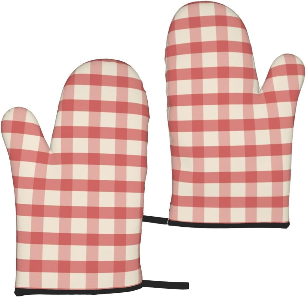 Retro Pink Gingham Print Oven Mitts for Women, Cute Kitchen aid Oven Mitts Heat Resistant with Cotton Lining