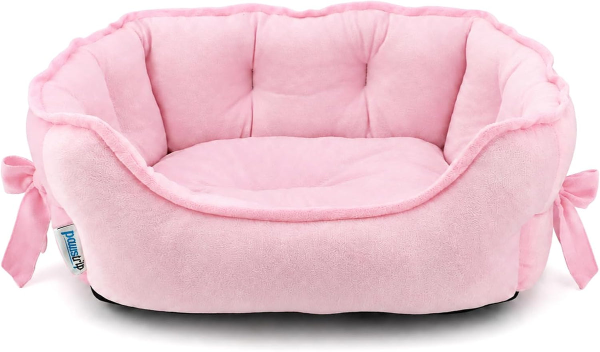 Pink Dog Bed for Small Breeds Breathable Princess Bowknot Puppy Cat Cushion