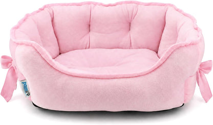 Pink Dog Bed for Small Breeds Breathable Princess Bowknot Puppy Cat Cushion