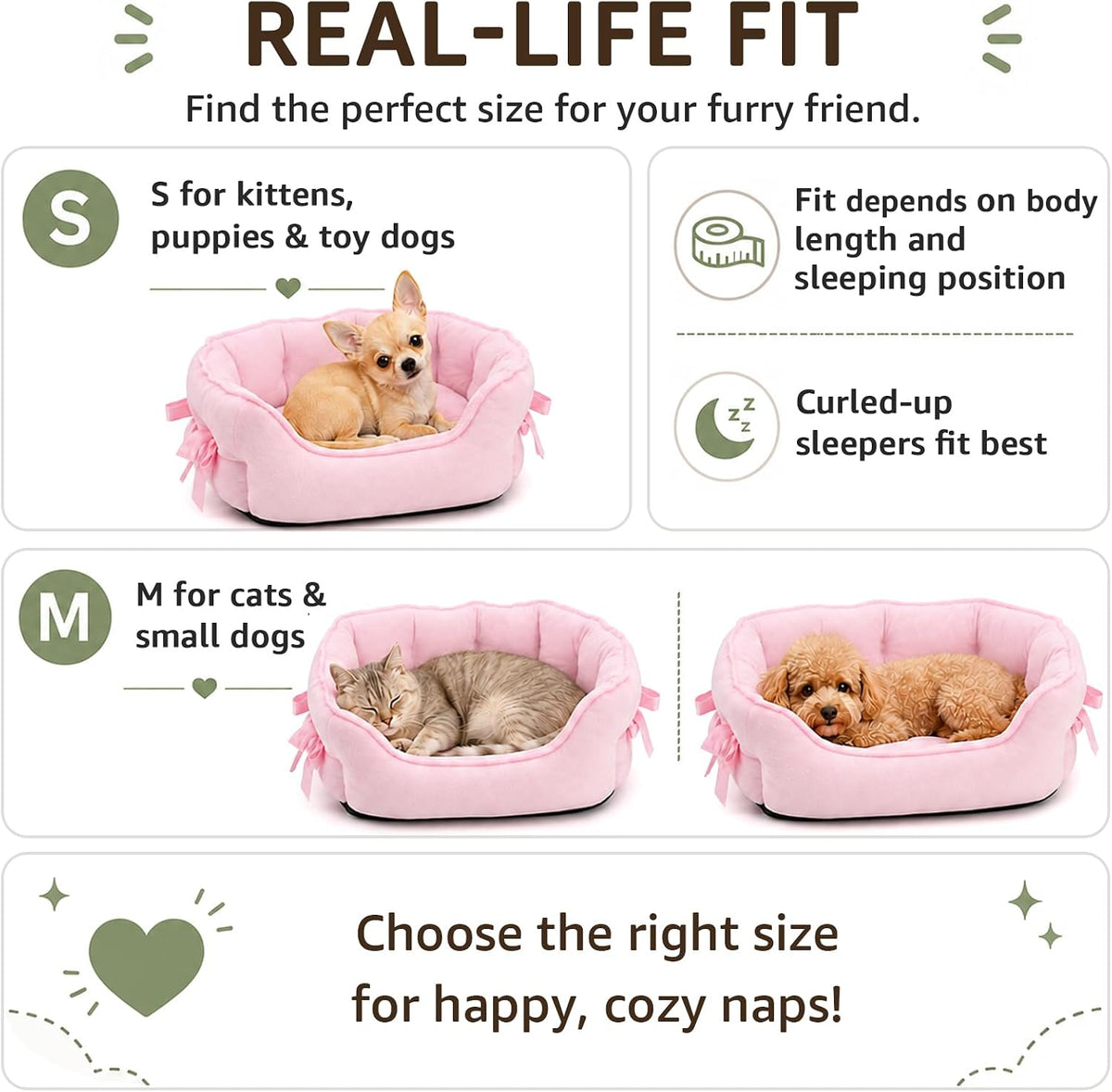 Pink Dog Bed for Small Breeds Breathable Princess Bowknot Puppy Cat Cushion