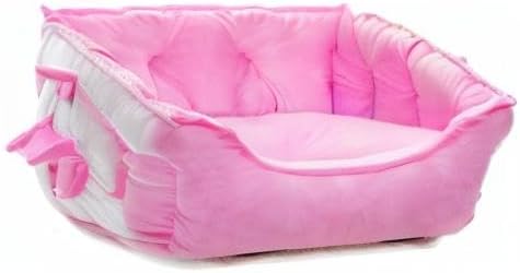 Pink Dog Bed for Small Breeds Breathable Princess Bowknot Puppy Cat Cushion