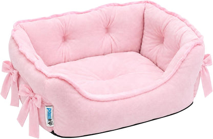 Pink Dog Bed for Small Breeds Breathable Princess Bowknot Puppy Cat Cushion