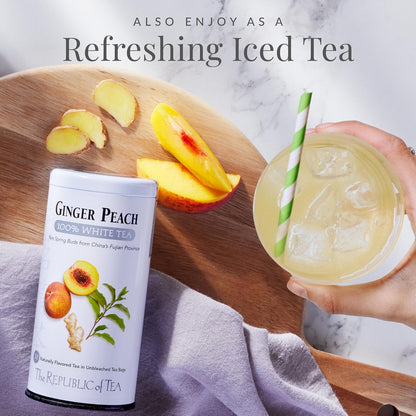 Ginger Peach 100% White Tea, Low Caffeine, 50 Count