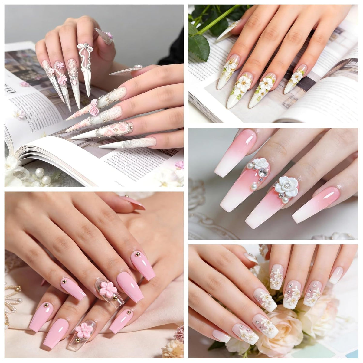 Acrylic Nail Kit for Beginners, Clear White Pink 15g Acrylic Powder and 60ml Liquid Set Brush Forms Professional Nails Kit Acrylic Set Starter Kit DIY Gifts for Women Salon at Home