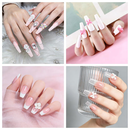 Acrylic Nail Kit for Beginners, Clear White Pink 15g Acrylic Powder and 60ml Liquid Set Brush Forms Professional Nails Kit Acrylic Set Starter Kit DIY Gifts for Women Salon at Home