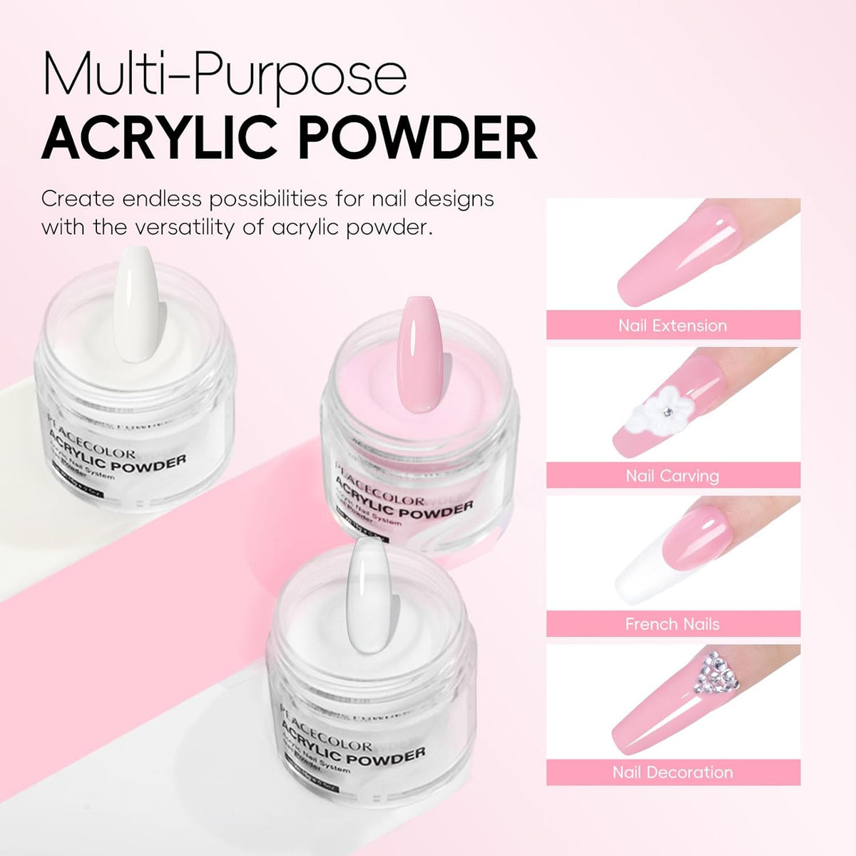 Acrylic Nail Kit for Beginners, Clear White Pink 15g Acrylic Powder and 60ml Liquid Set Brush Forms Professional Nails Kit Acrylic Set Starter Kit DIY Gifts for Women Salon at Home