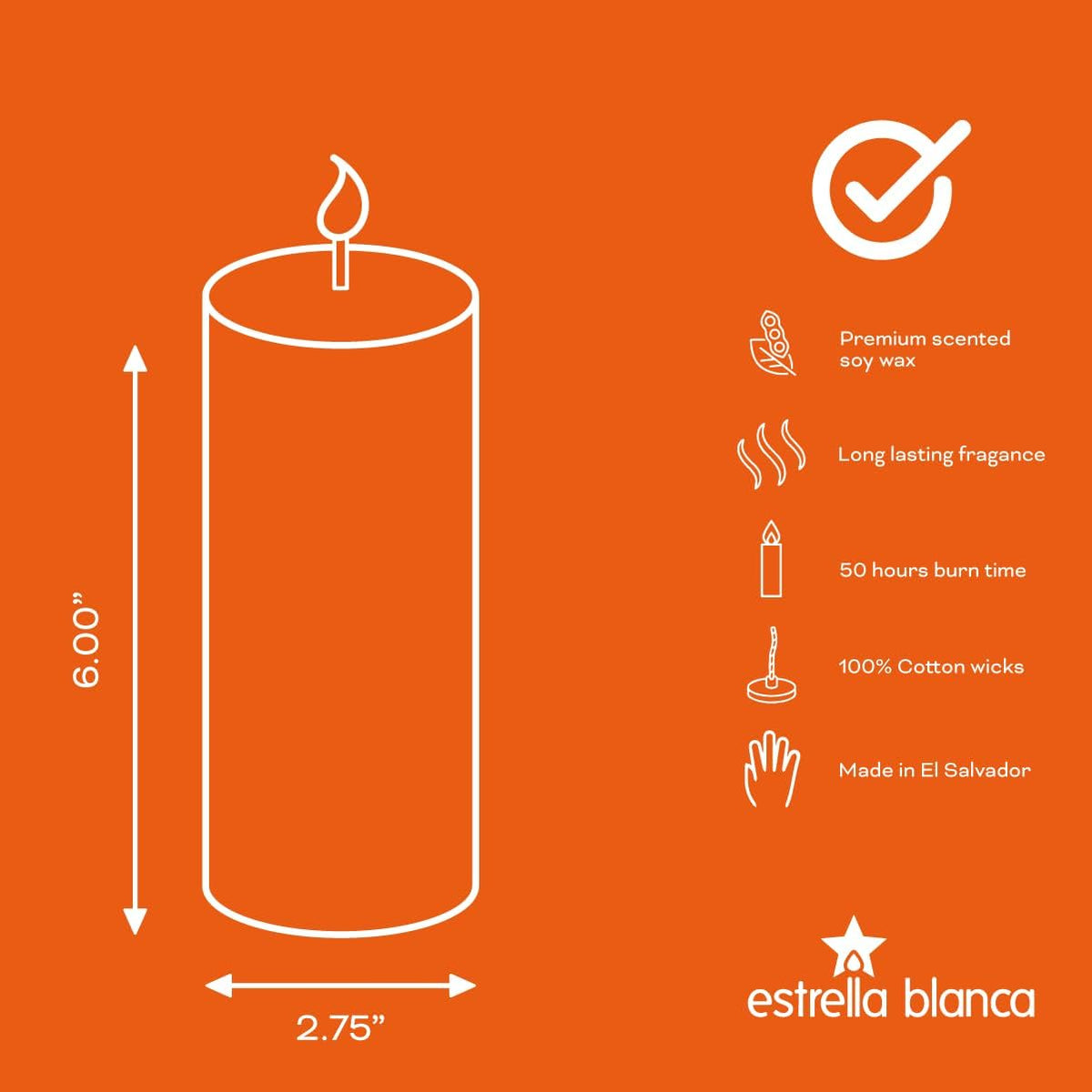 Peach Pillar Candles 3 Pack 3x6 Long Lasting Decor