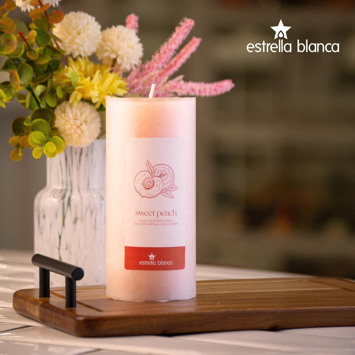 Peach Pillar Candles 3 Pack 3x6 Long Lasting Decor